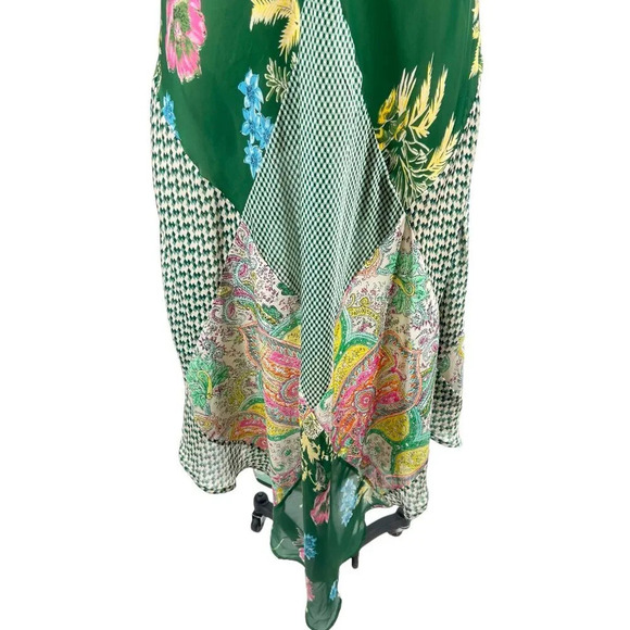 Anthropologie Tiny Trouvaille Slip Dress Midi Scarf Paisley Print‎ Green Size XS - Picture 5 of 10
